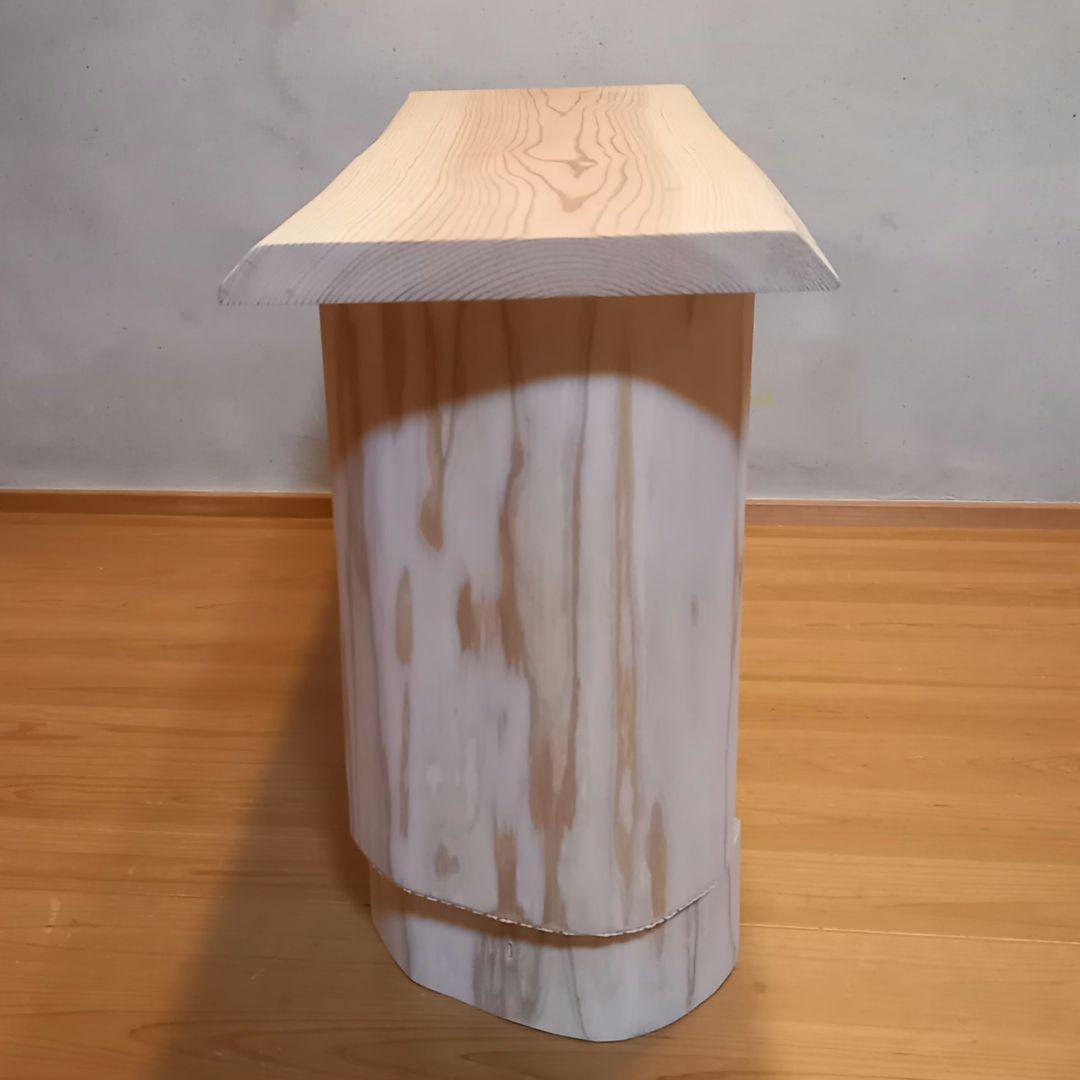 国産杉　無垢一枚板&丸太半割りログ脚　特注品脚高さ違い