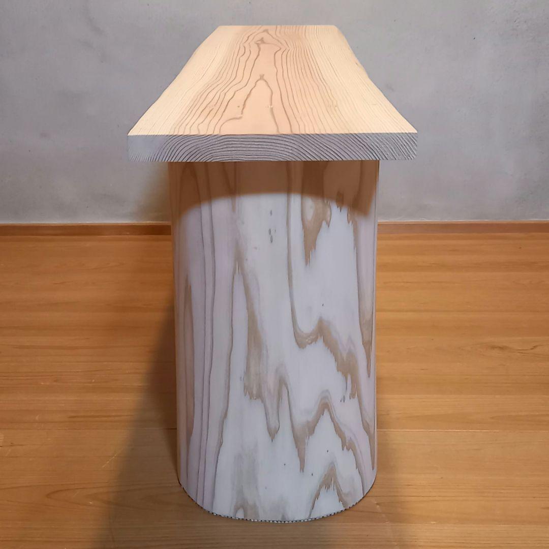 国産杉　無垢一枚板&丸太半割りログ脚　特注品脚高さ違い