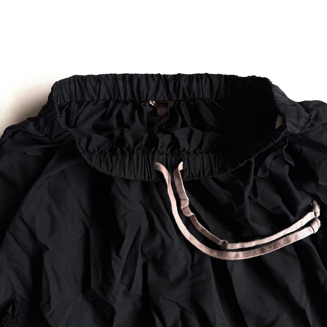 《美品》 コムデギャルソン ポリ縮 フリル ワイドパンツ ブラック S