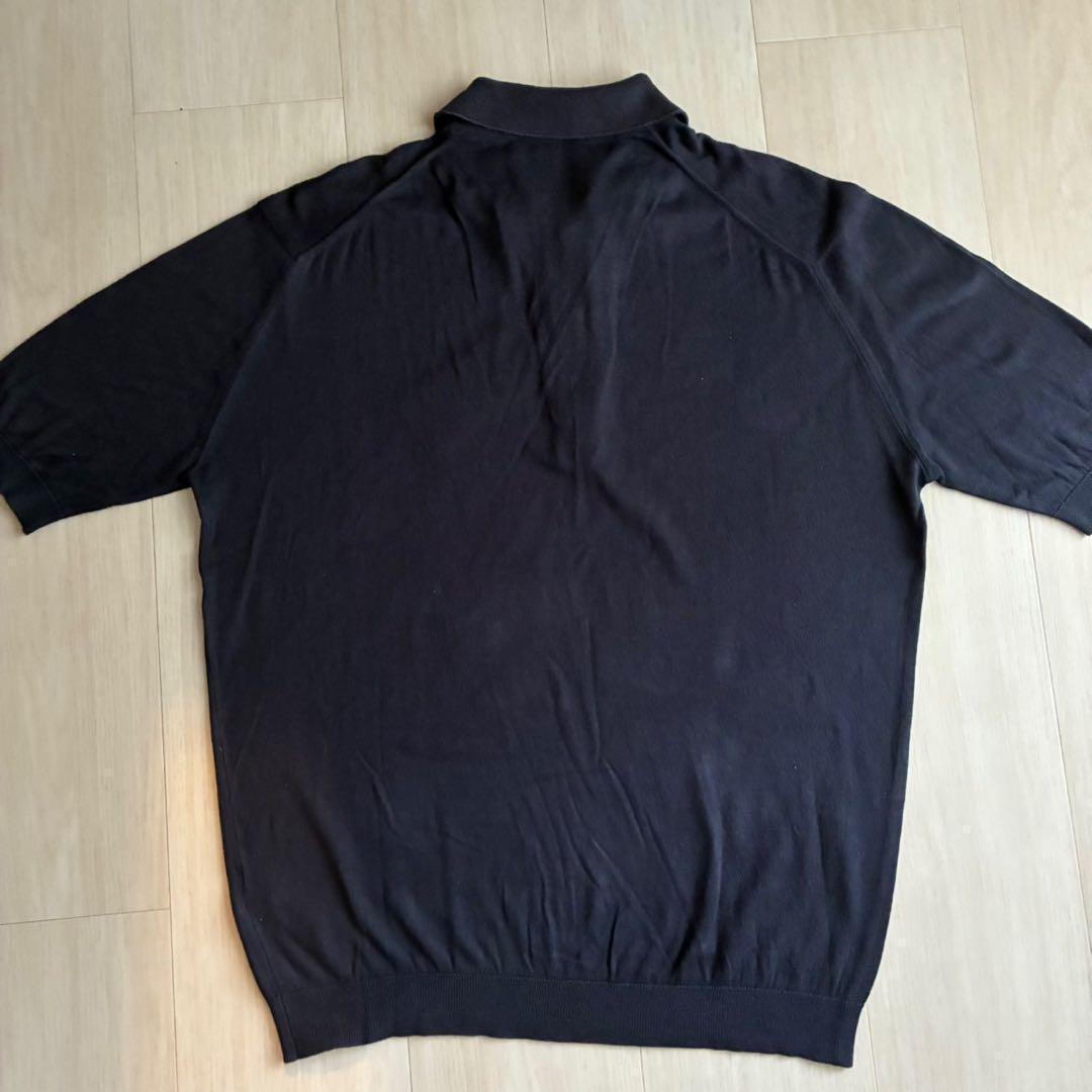 未使用タグ付　ジョンスメドレー　半袖ポロシャツ　ネイビー　ジェイバード　刺繍ロゴ