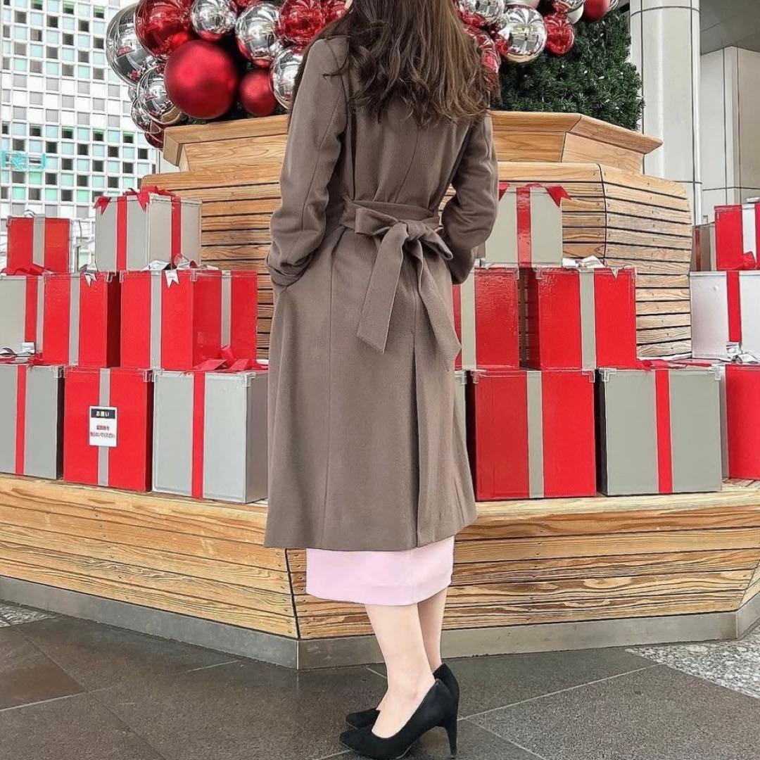 22AW 美品 ピンキーアンドダイアン カシミヤ混ベルテッドコート ファーコート