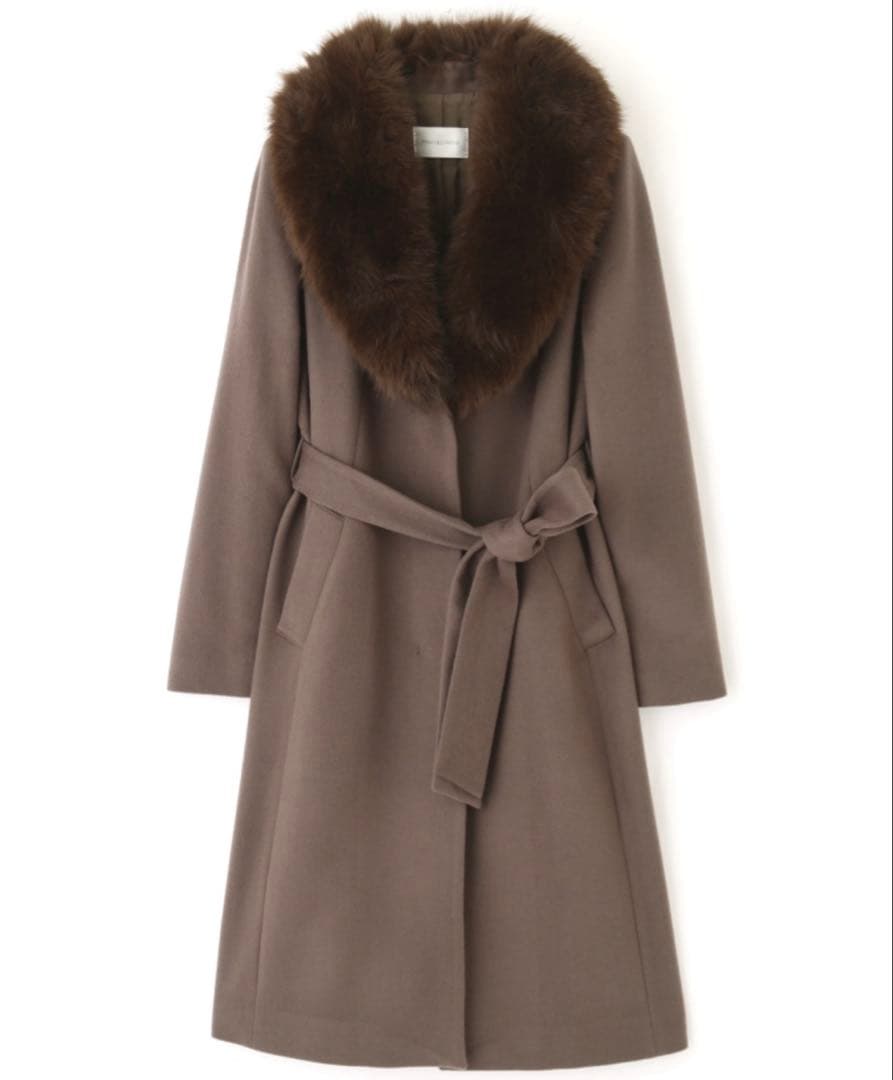 22AW 美品 ピンキーアンドダイアン カシミヤ混ベルテッドコート ファーコート