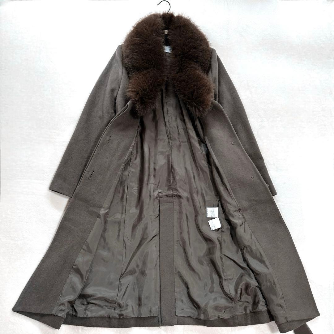 22AW 美品 ピンキーアンドダイアン カシミヤ混ベルテッドコート ファーコート