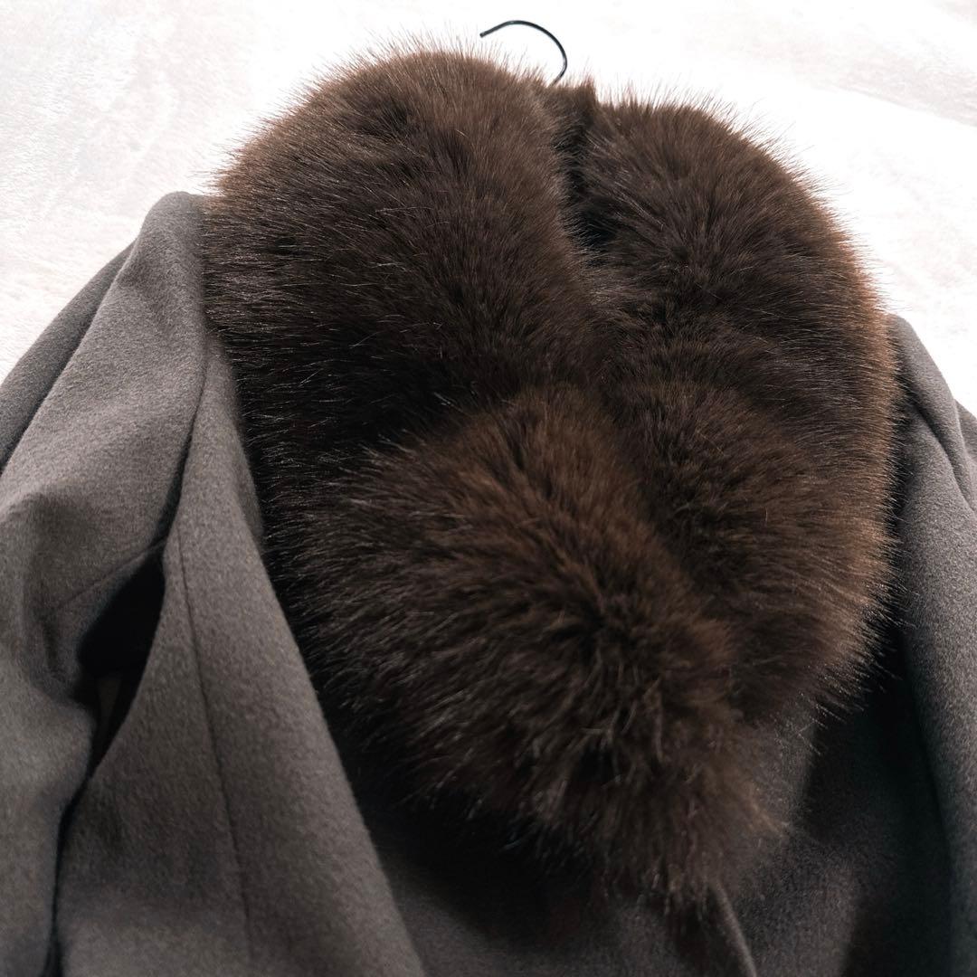 22AW 美品 ピンキーアンドダイアン カシミヤ混ベルテッドコート ファーコート