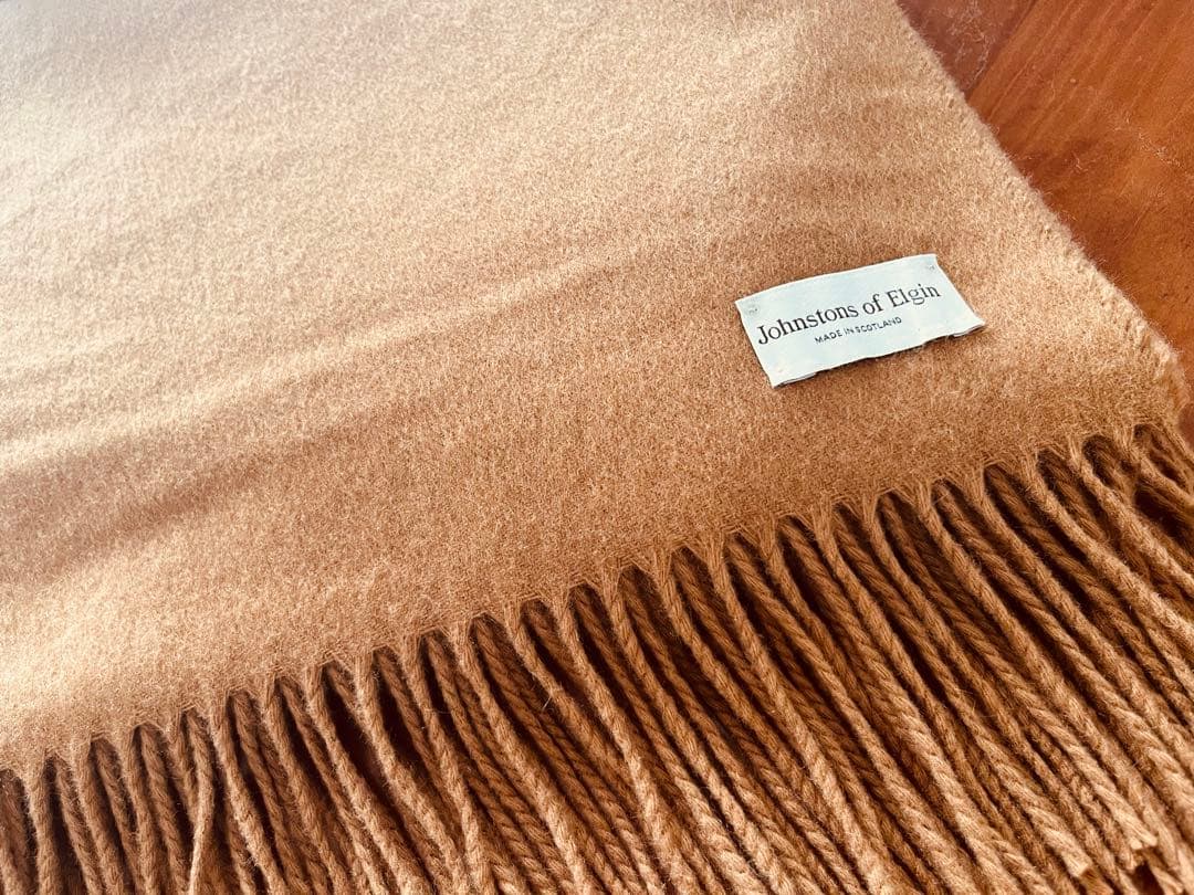 Johnstons カシミヤ100%大判ダークキャメル