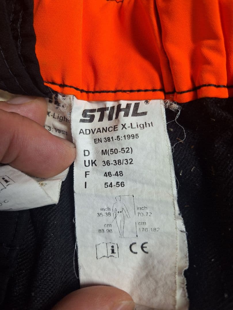 ★チェーンソー防護ズボン④ STIHL 作業用パンツ 黒×グレー×オレンジ