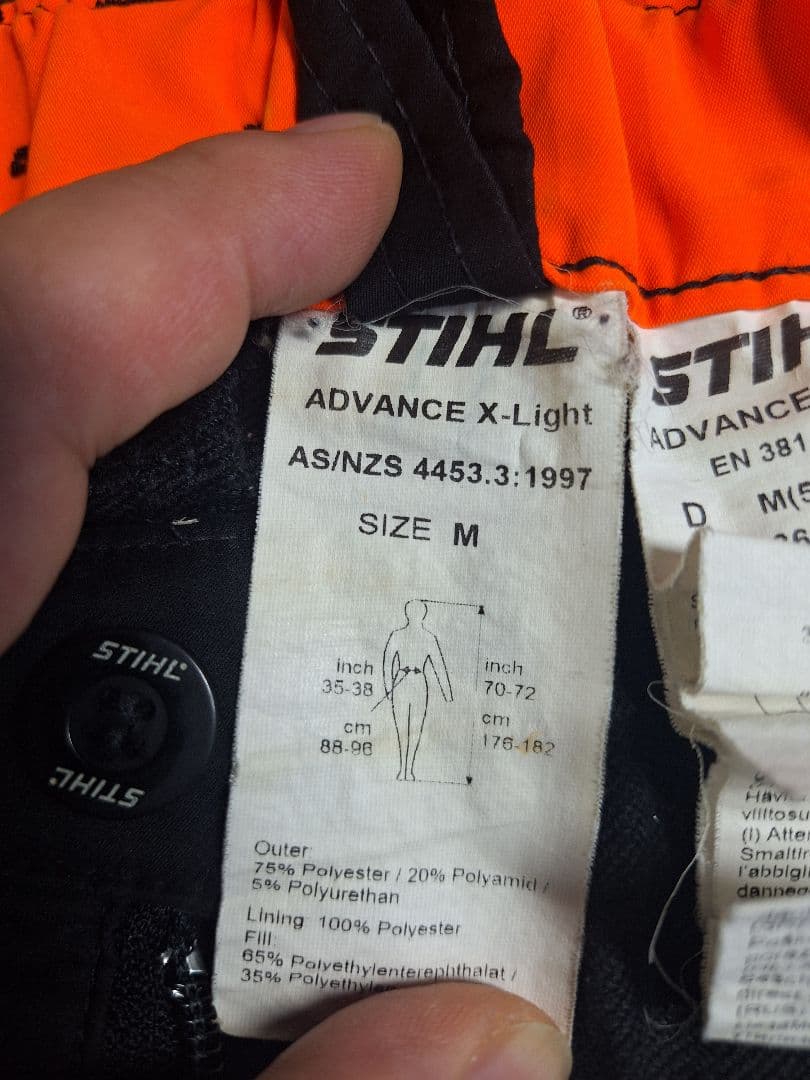 ★チェーンソー防護ズボン④ STIHL 作業用パンツ 黒×グレー×オレンジ