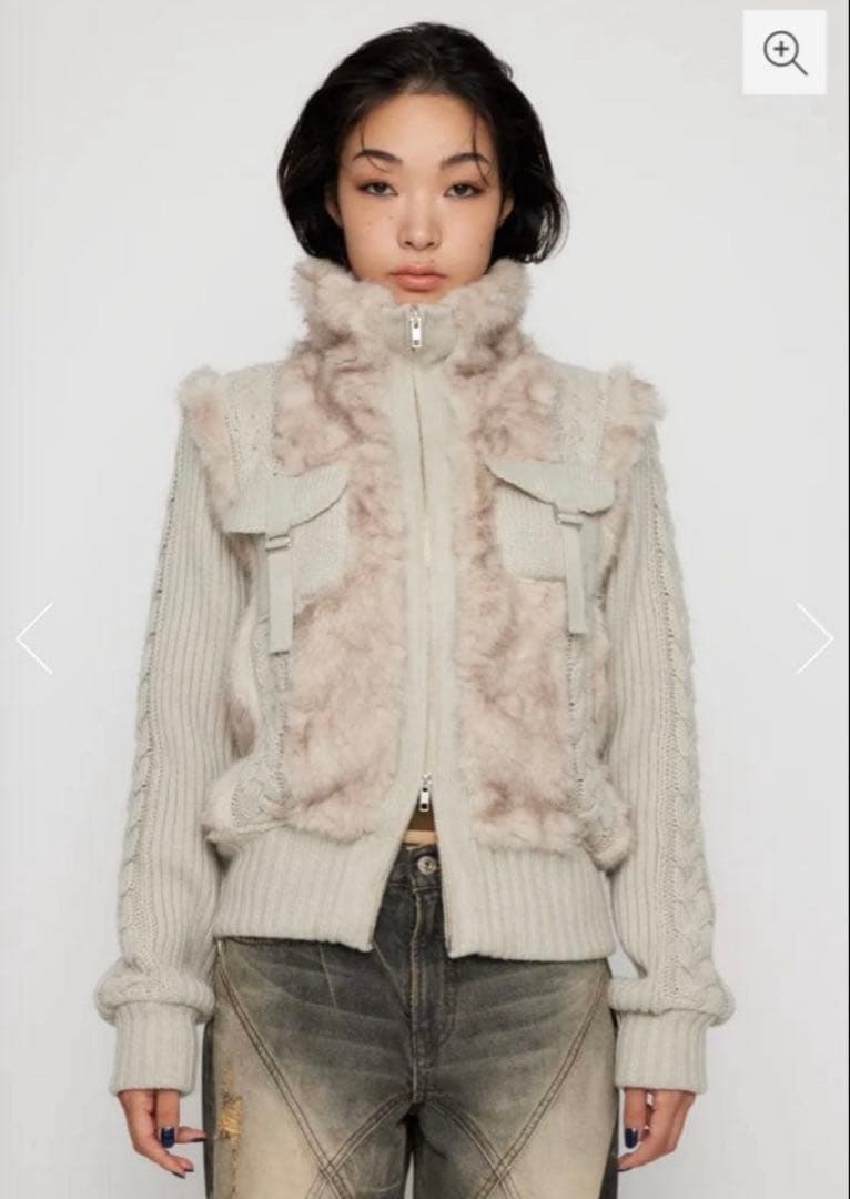 ラグアジェム laguagem CABLE KNIT FAUX FUR ブルゾン