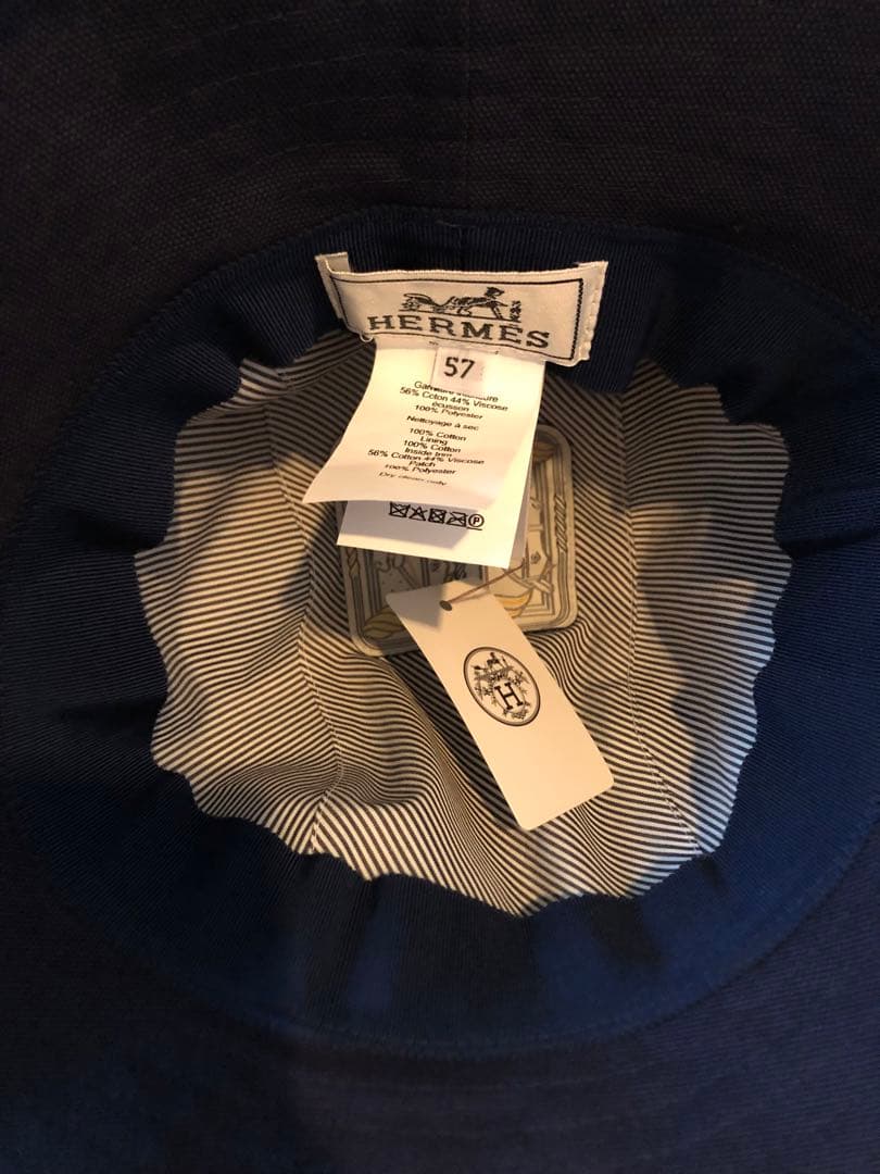 HERMES 新品タグ付き　保護シール有 紺　バケットハット　帽子　ハット