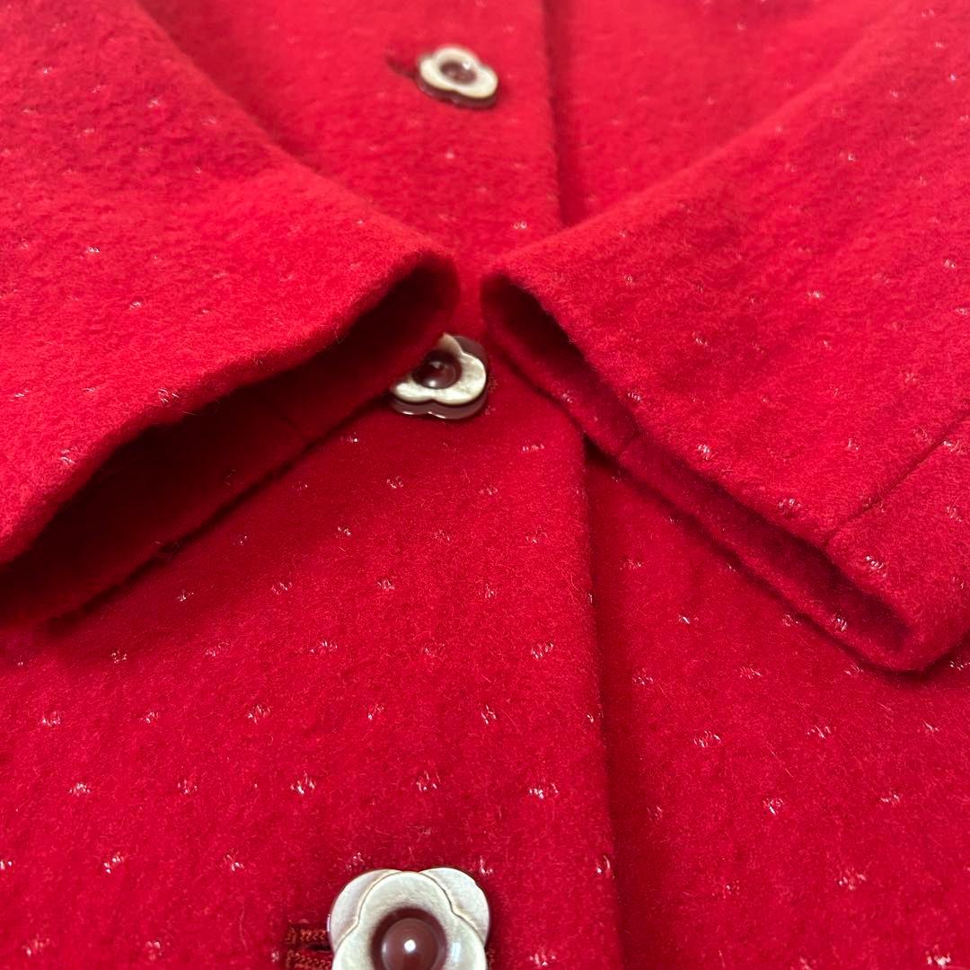 TOCCA 赤 アンゴラブレンドロングコート 丸襟 ウール ボタン ラメ 0/S