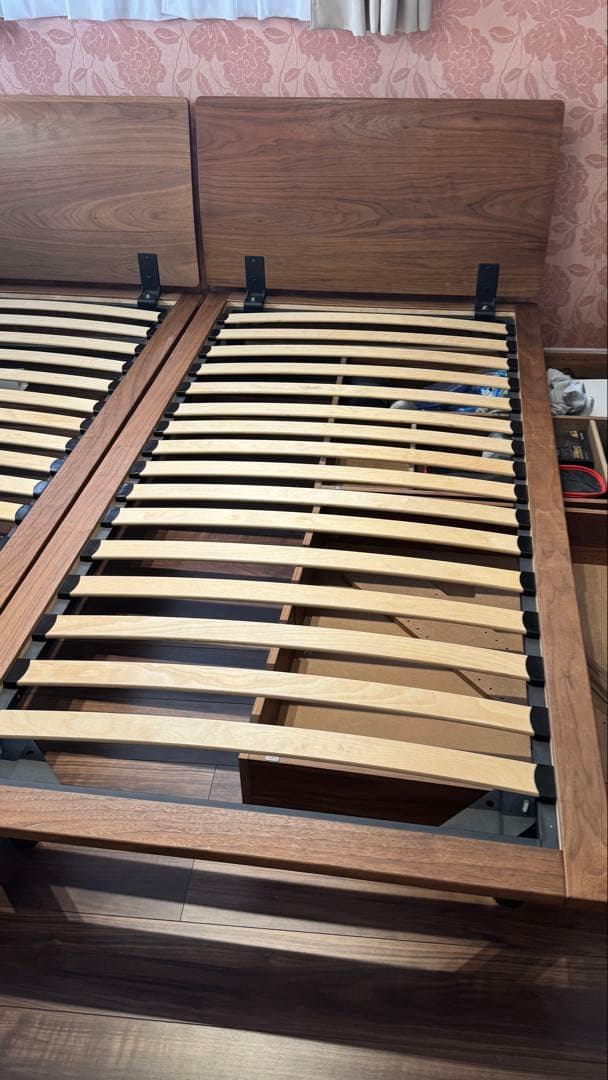 【4/21まで】無印良品　ウォールナット　シングル　ベッドフレーム&ヘッドボード