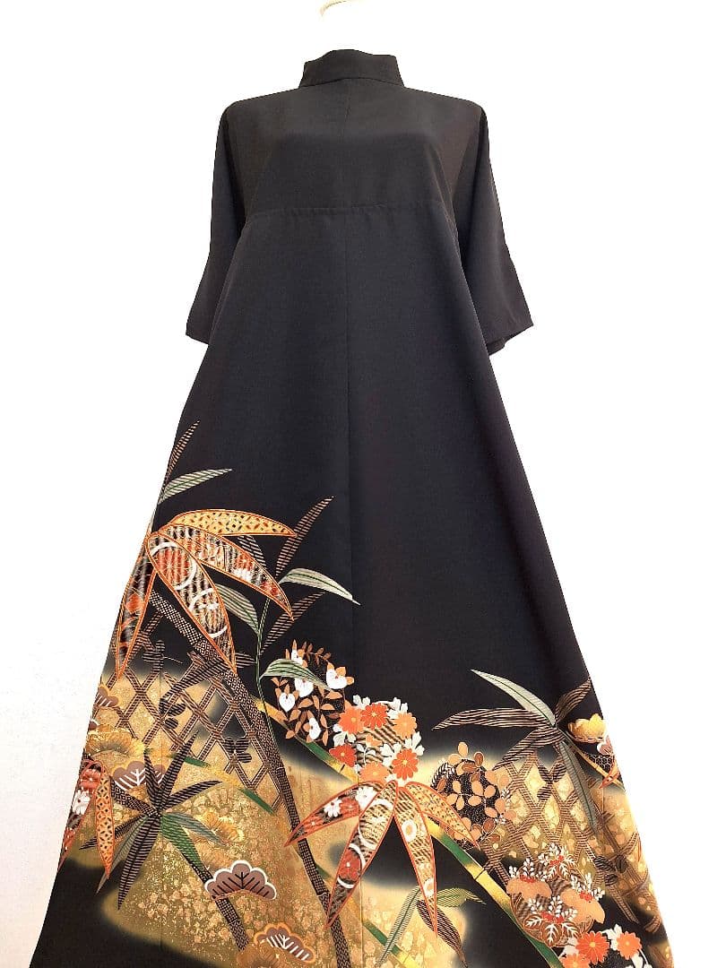 着物リメイクワンピース3674