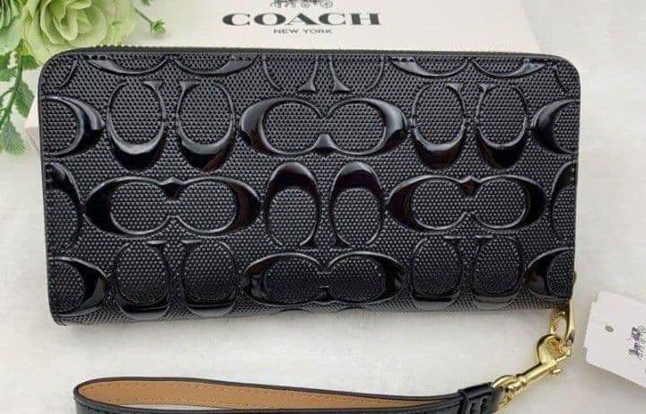 新品未使用コーチ長財布シグネチャーストラップ付きブラックレディースメンズ送料無料