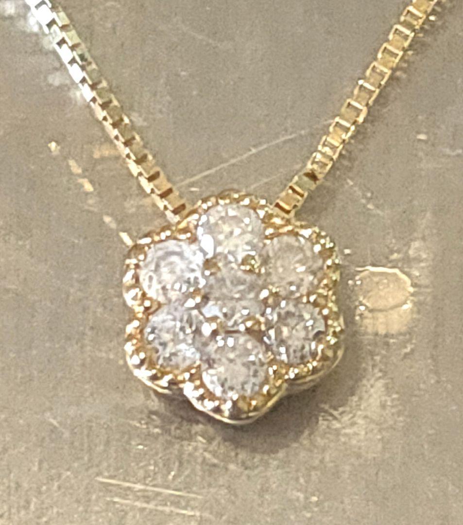 k18 ダイヤモンドペンダントトップ フラワー 0、16ct