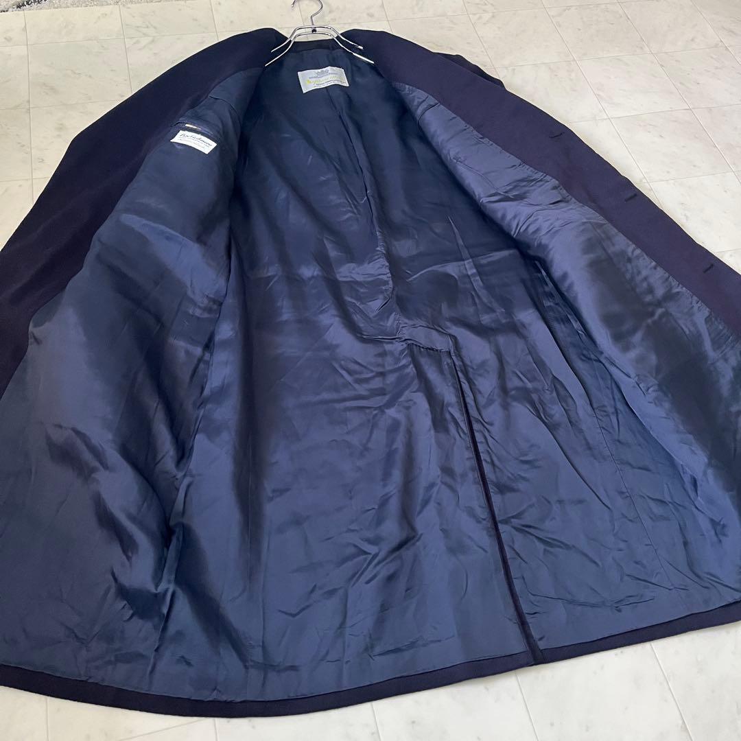 アクアスキュータム カシミヤ100% チェスターコート ネイビー メンズXL相当