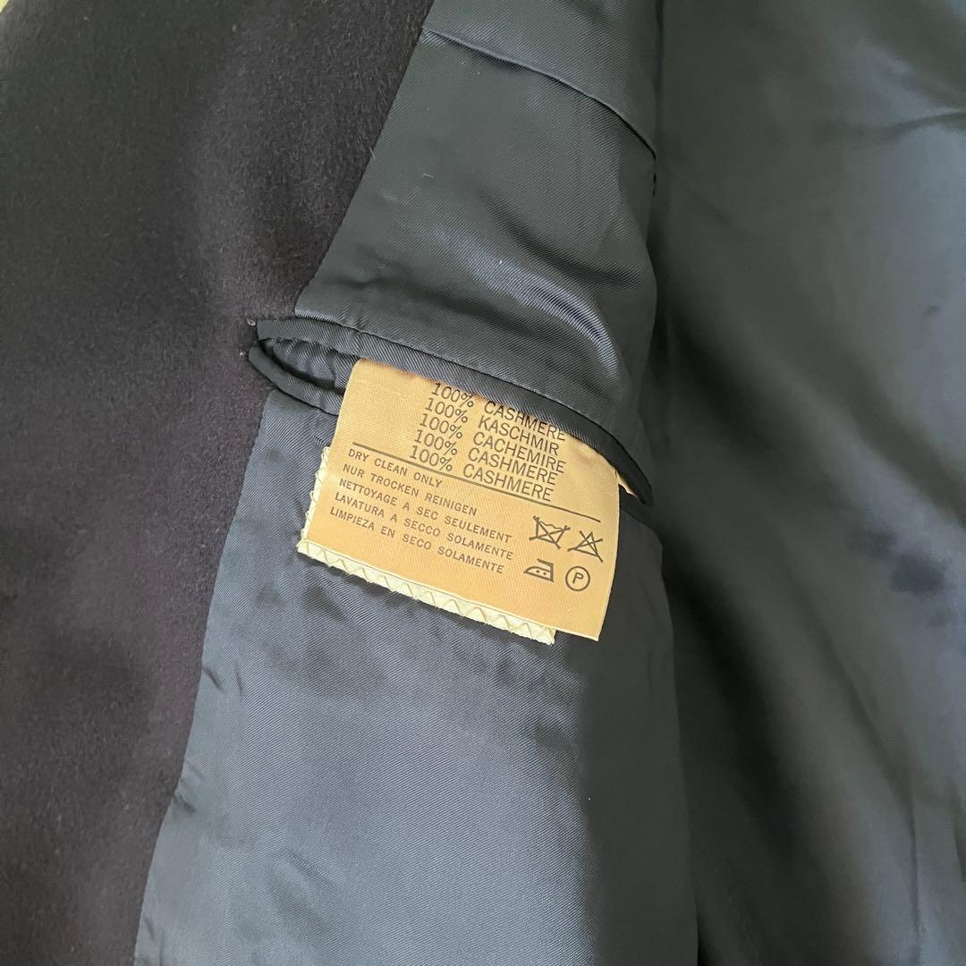 アクアスキュータム カシミヤ100% チェスターコート ネイビー メンズXL相当