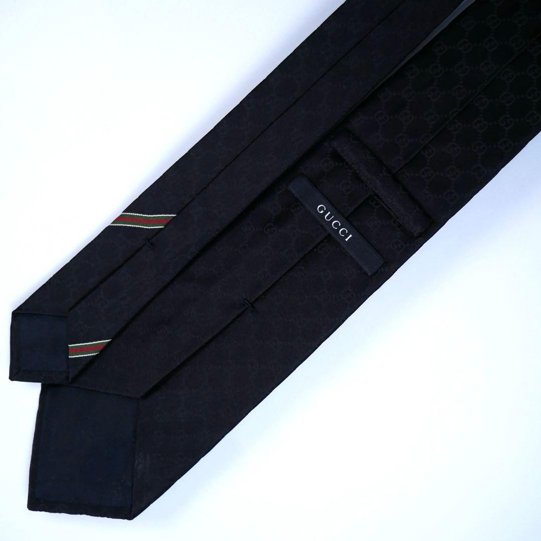 ✨美品✨GUCCI ネクタイ　シェリーライン ジャガード織　GG　ブラック