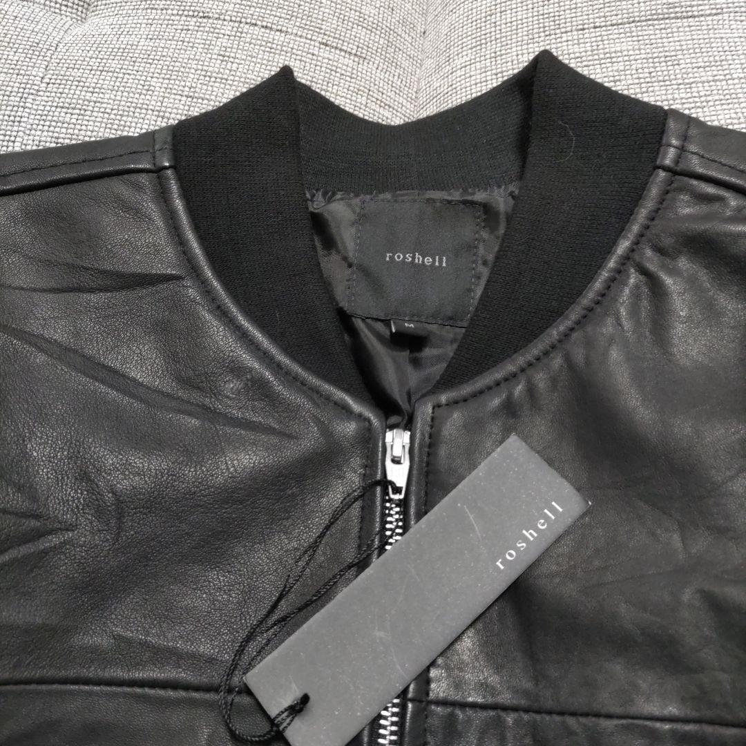 【roshell】ブラックレザー MA-1ジャケット新品　サイズM