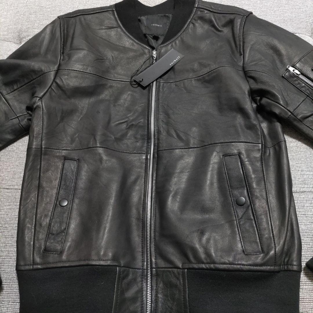 【roshell】ブラックレザー MA-1ジャケット新品　サイズM
