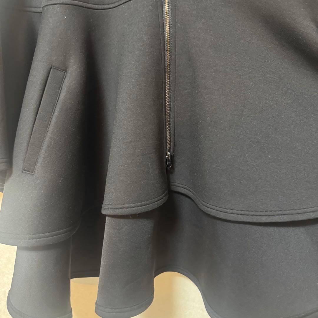 新品未使用フェンネル ポンチョコート ケープ フレア ドレープ フード黒