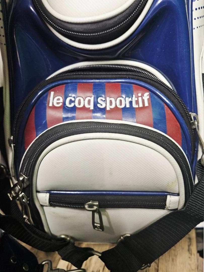 送料無料/美品　le coq e golf 高級エナメル大型ゴルフバッグホワイト