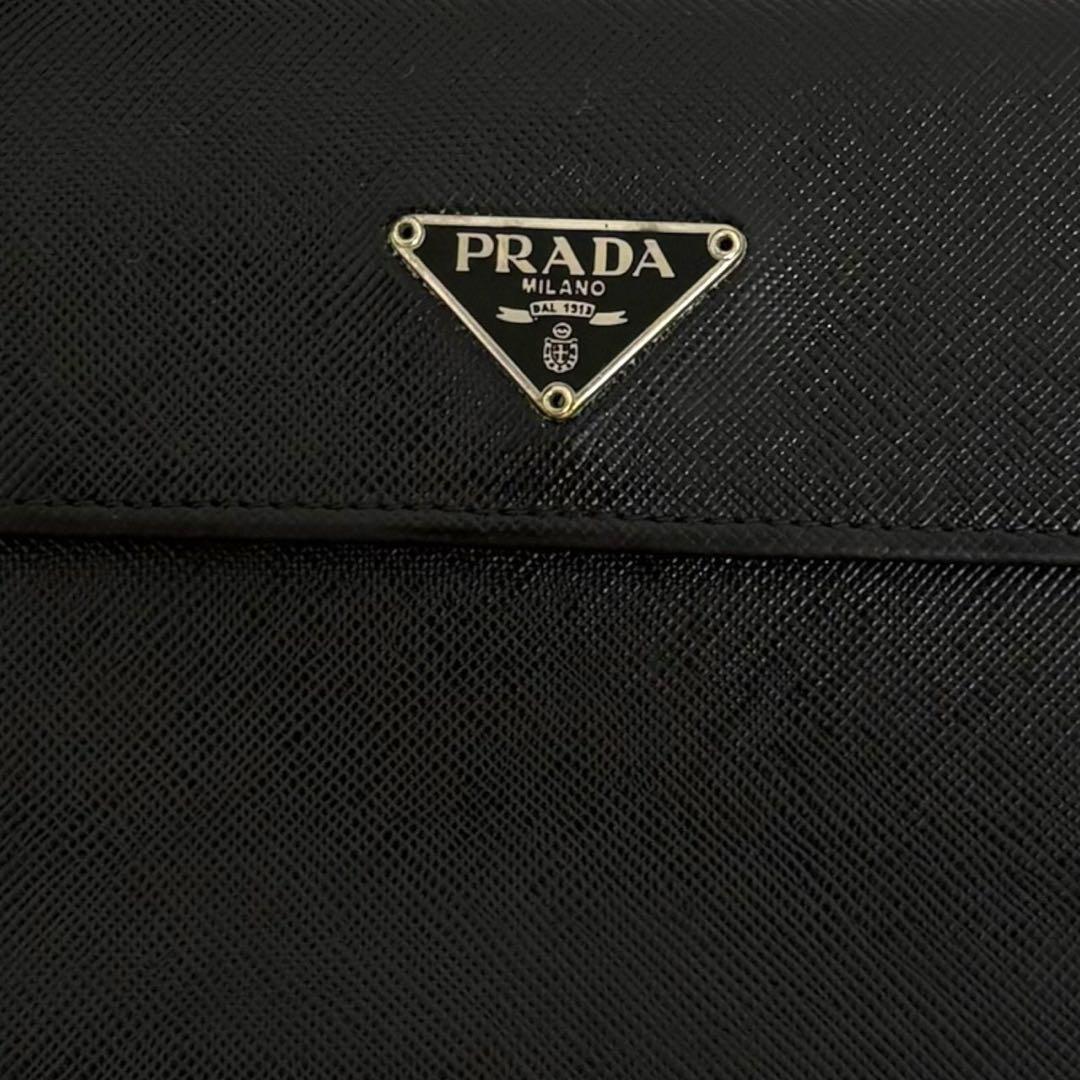 極美品✨ PRADA プラダ 三つ折り財布 サフィアーノ ブラック 黒