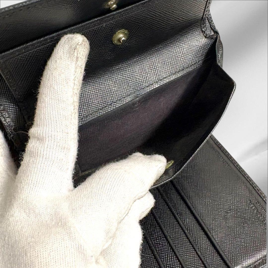 極美品✨ PRADA プラダ 三つ折り財布 サフィアーノ ブラック 黒