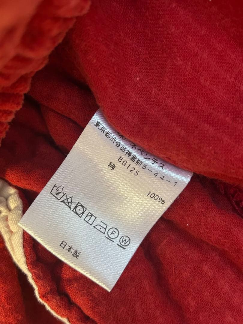 【期間限定】needlesヒザデルパンツ 赤 コーデュロイ