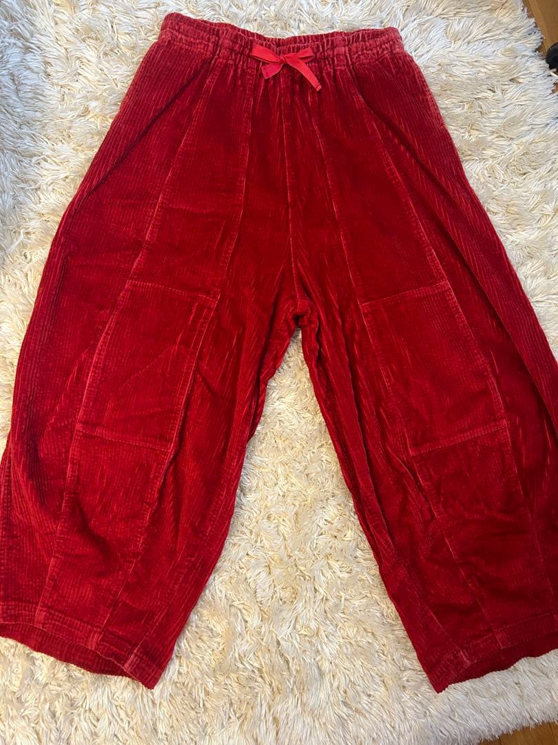 【期間限定】needlesヒザデルパンツ 赤 コーデュロイ