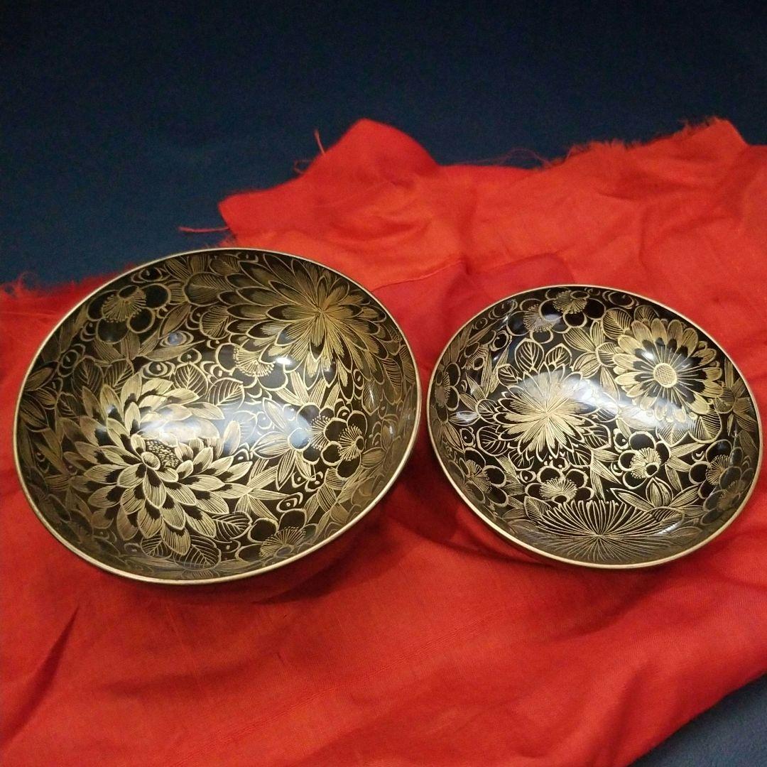 黒漆塗 内総沈金 菊花紋詰 吸物椀 汁椀 茶道具 懐石 菓子椀　1客