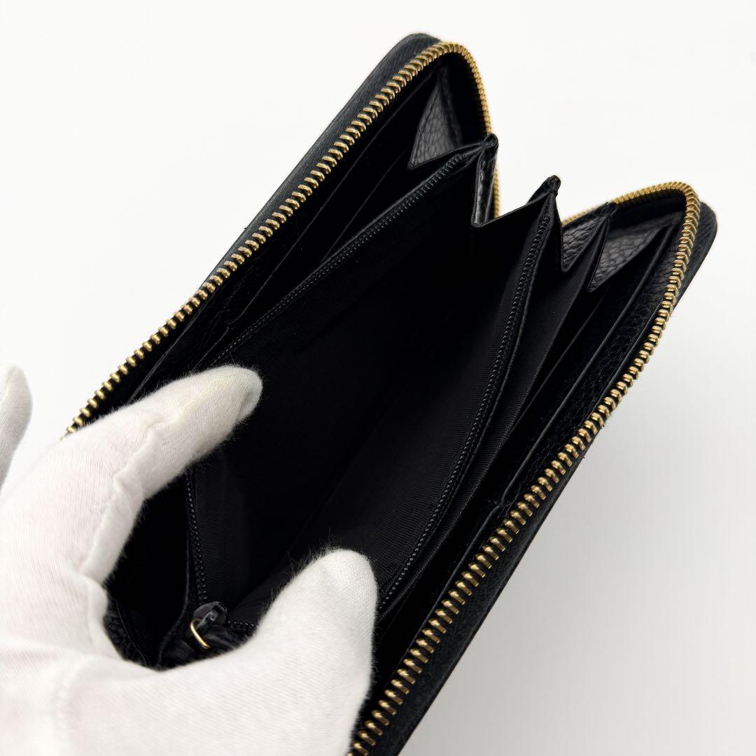【最高峰美品】GUCCI グッチ GGマーモント ジッピーウォレット 長財布 黒