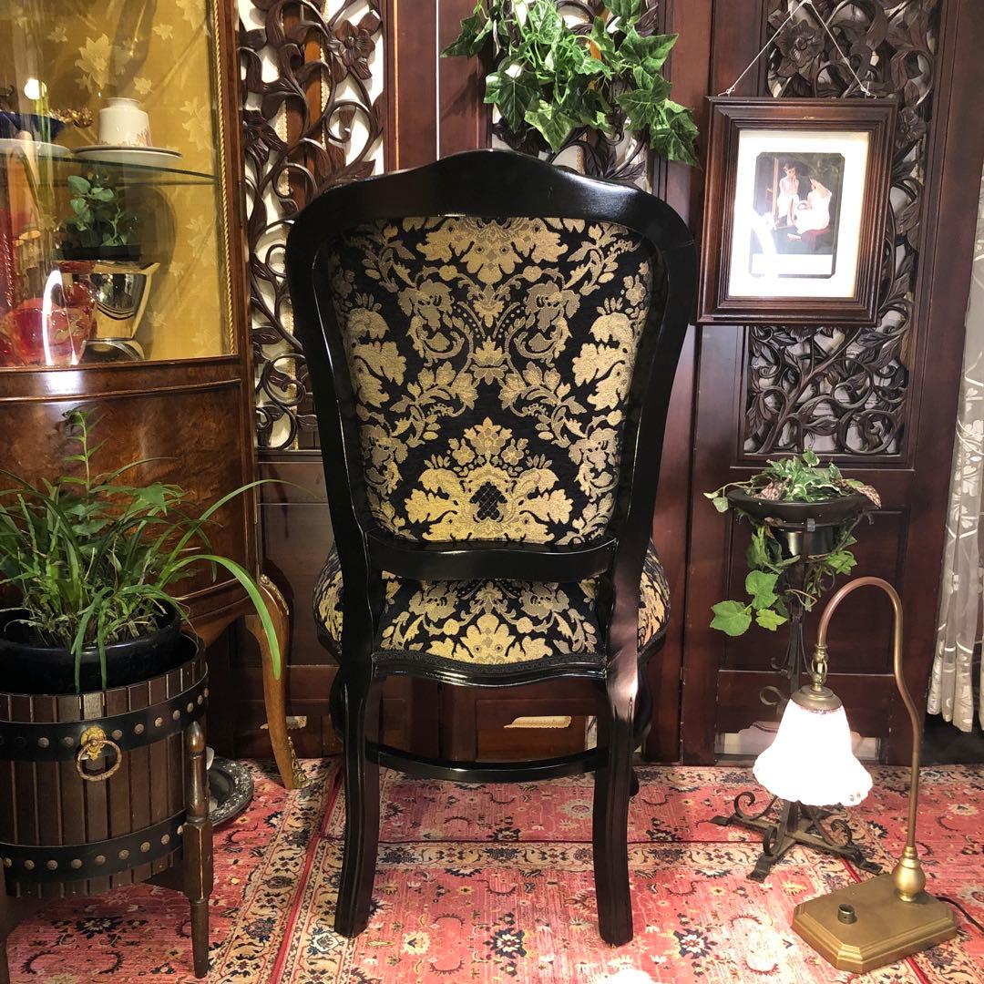 Sale ４脚　メルナリ華子次郎　猫脚アンティーク　チェア　ブラック　金系