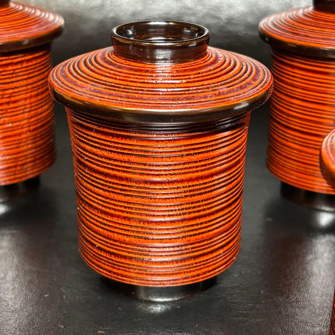 ★輪島塗！蒔絵付 輪島屋 小吸物椀 五客！『輪島屋造』！共箱！★