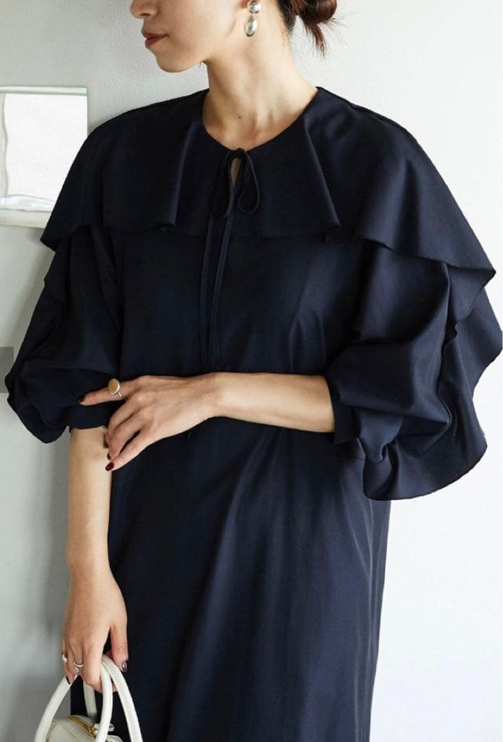 ヴェルメイユパーイエナ　イエナ　レーヨン　ツイル　フリル　ワンピース