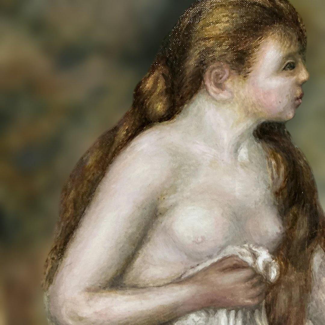 複製画　絵画　油彩画　油絵　模写ルノアール　F10号　ルノワール　「若い浴女」