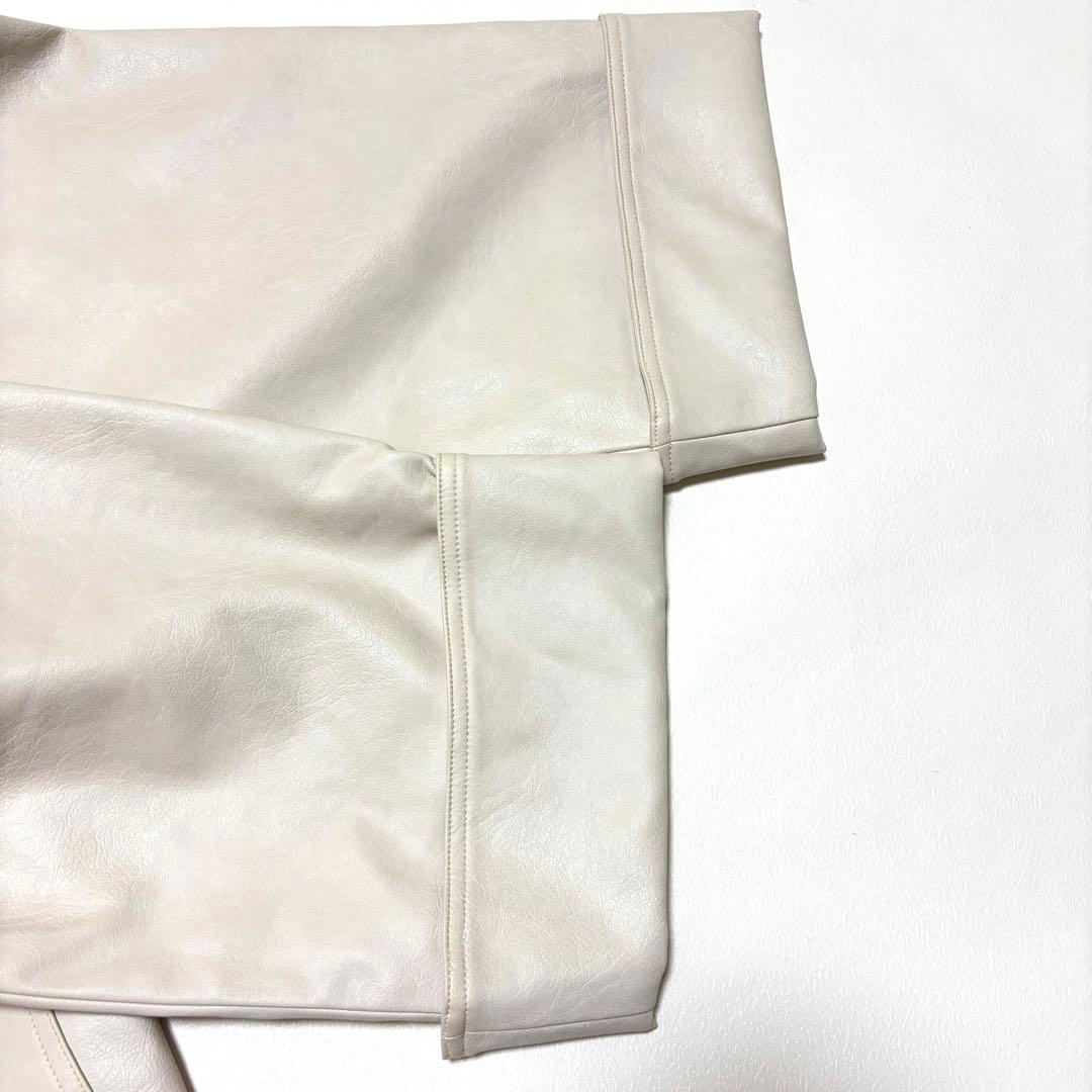 タグ付✨merry jenny リボン フェイクレザー ジャケット ホワイト F