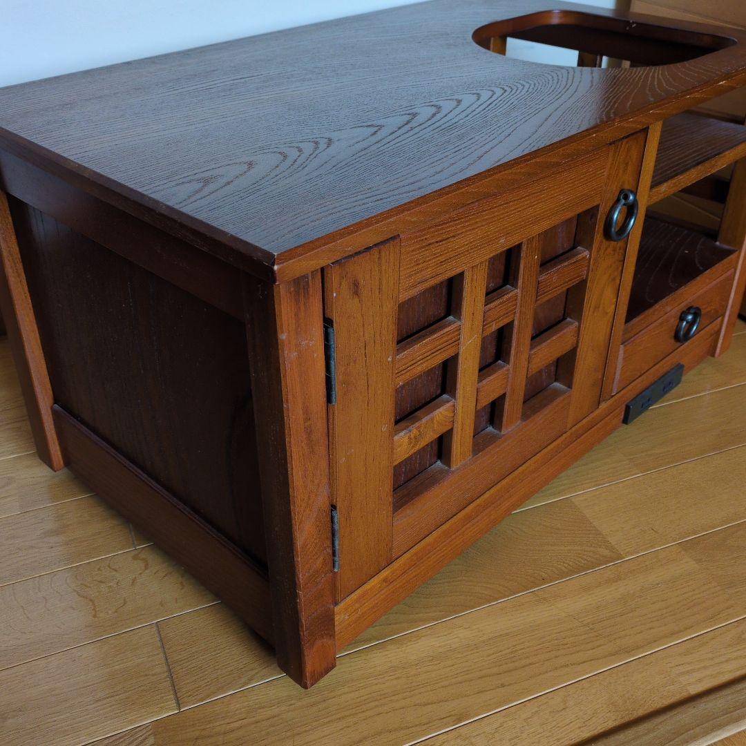 ポットワゴン　お座敷ワゴン　キャスター付　天然木　引き出し収納　電源コードあり