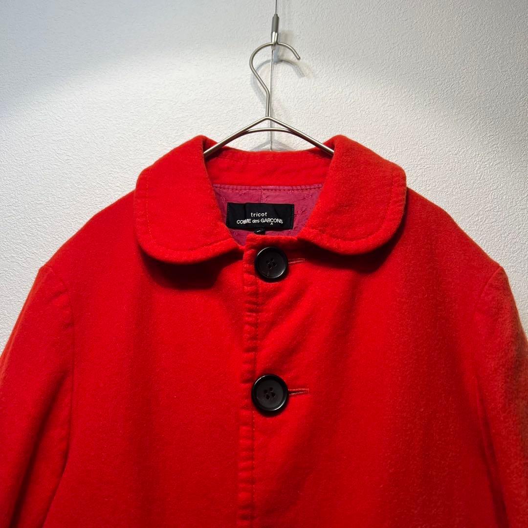 希少 16年製 トリココムデギャルソン 上質 ウール 丸襟 デザイン ジャケット