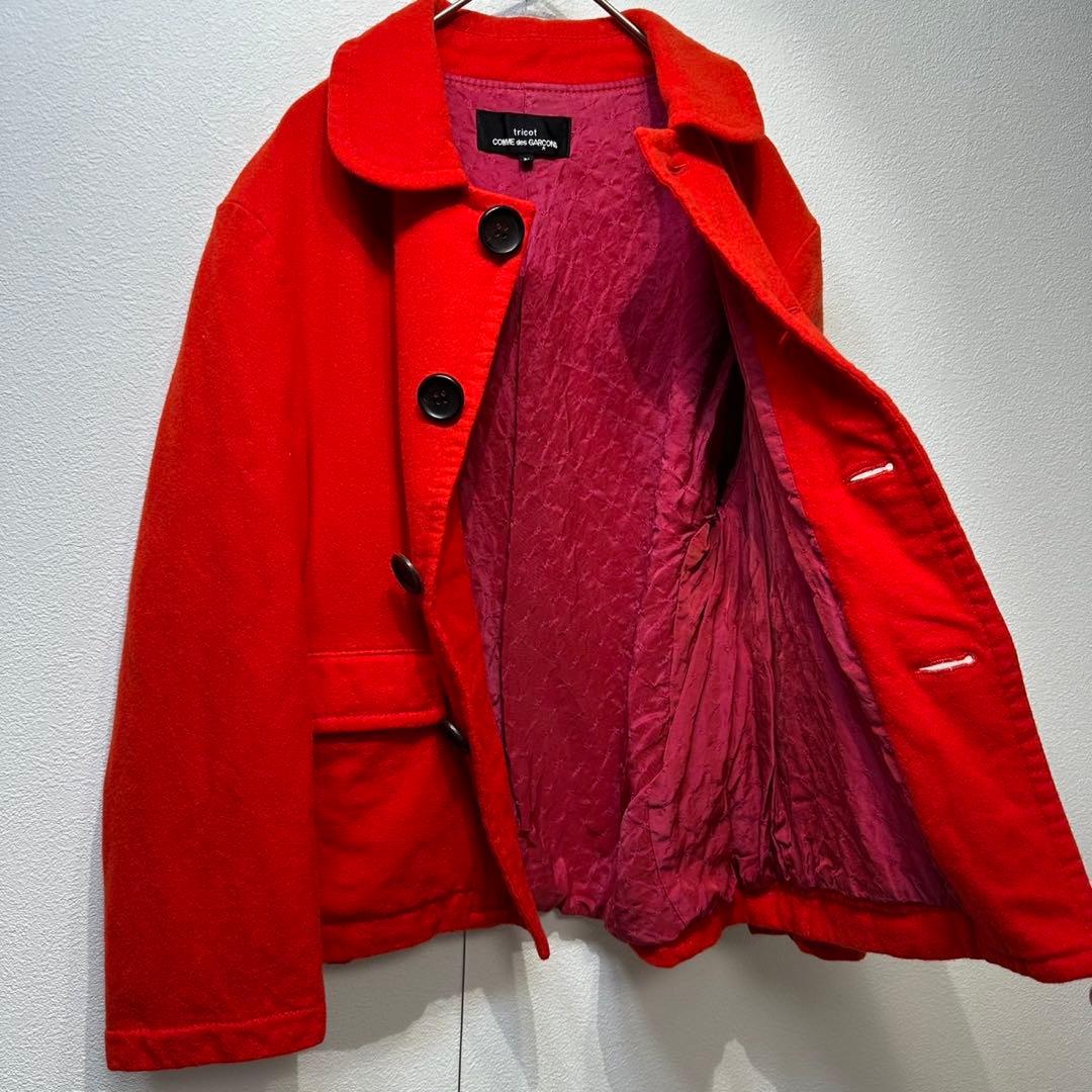 希少 16年製 トリココムデギャルソン 上質 ウール 丸襟 デザイン ジャケット