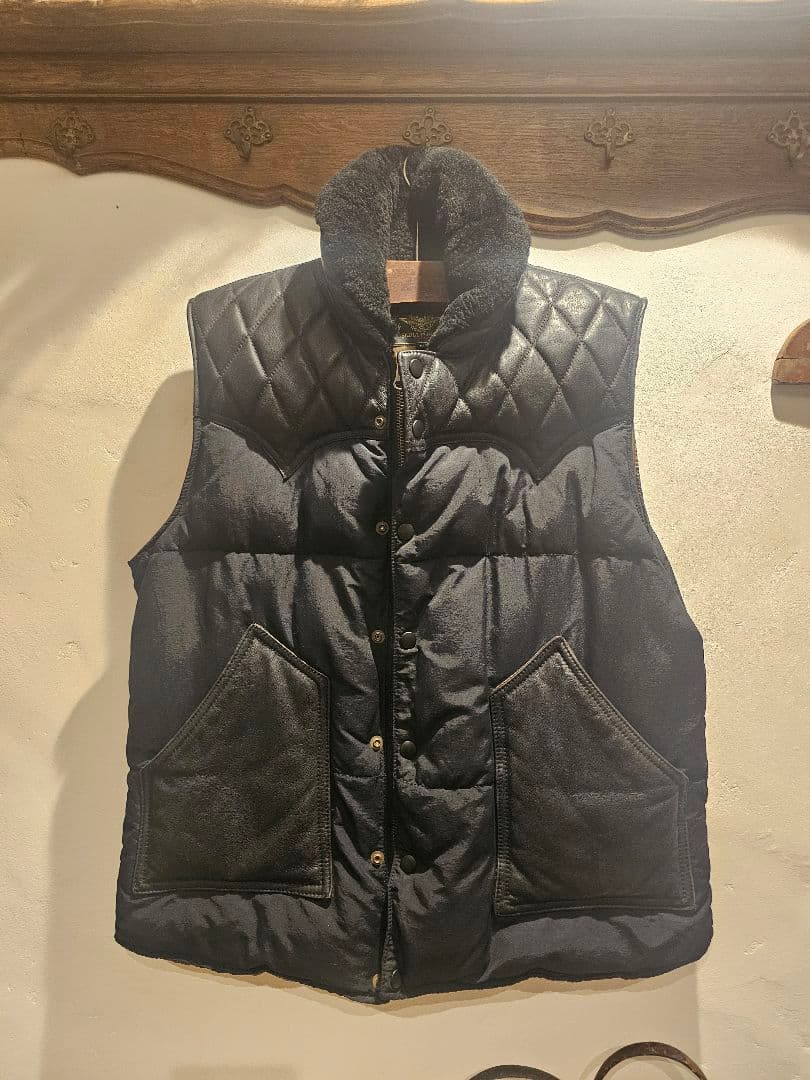 SKULL　FLIGHT　キルティングダウンベスト　ライダース　アメカジ