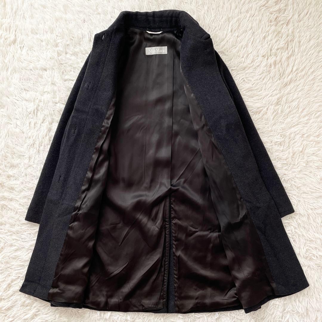 美品 伊製 Lサイズ Max Mara 銀タグ ステンカラーコート 大きいサイズ