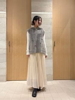 美品★CADUNE｜24AW フェザー ファーベスト 毛足長め グレー 38