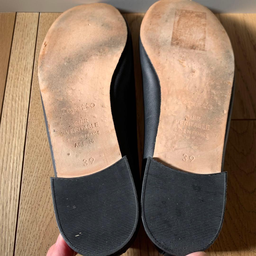 レペット バレエシューズ 39 本革 フラット リボン 黒　BLACK ブラック