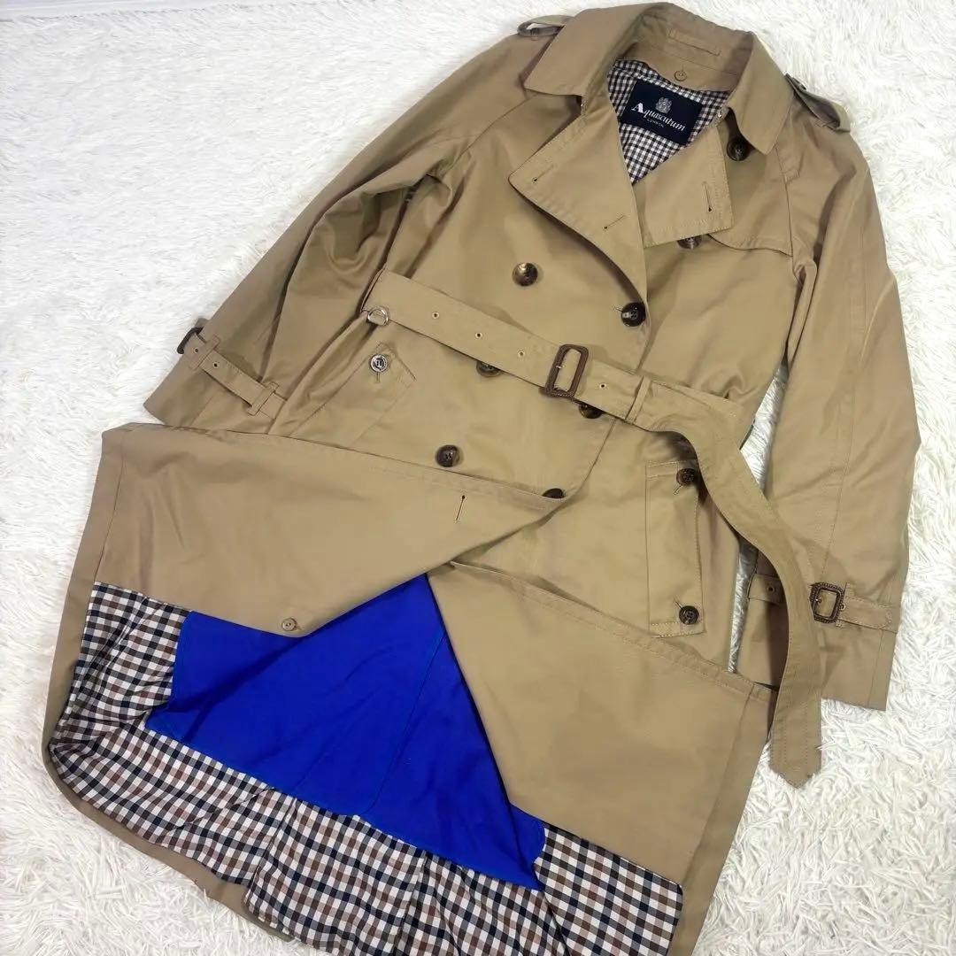 アクアスキュータム　トレンチコート ダブルブレスト　ベージュ　ライナー付き