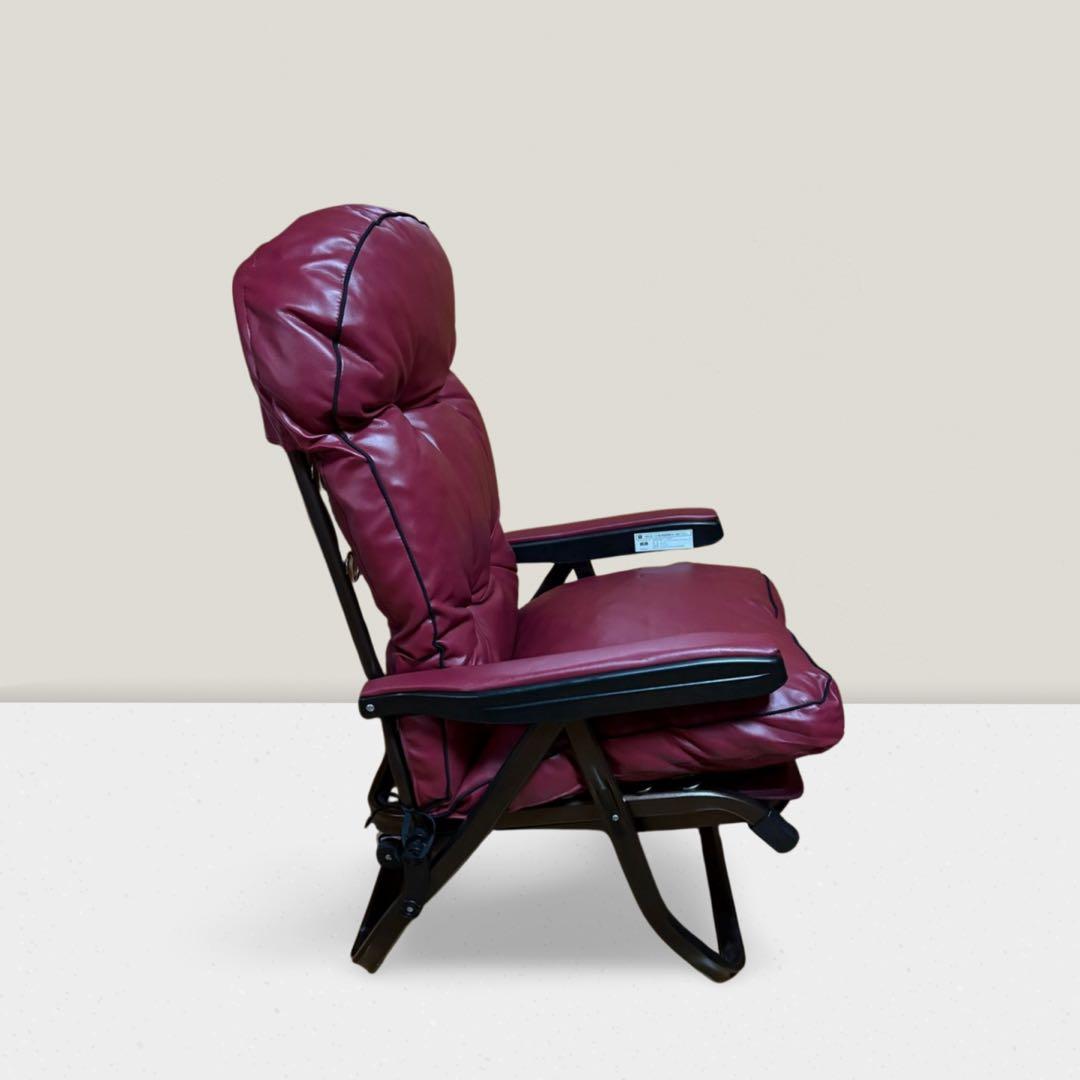 イタリア製 DXリラックス リクライニングチェア 本革調 オットマン付