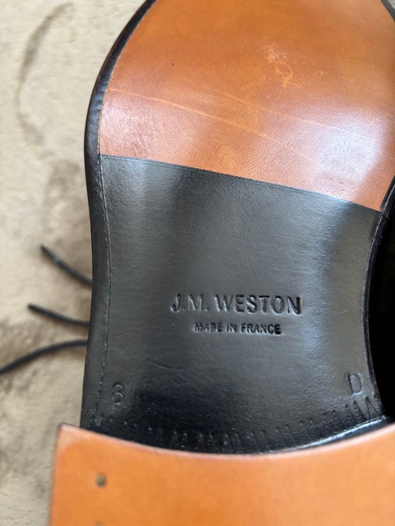 J.M. Westonラファエルパンチドキャップトゥ ブラック カーフ 8D