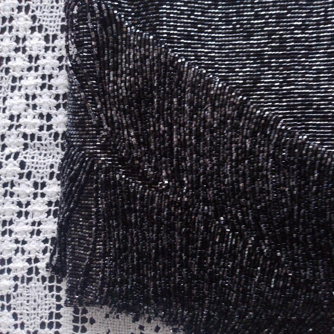 フリンジ付きビーズ織りパーティーバッグ 黒