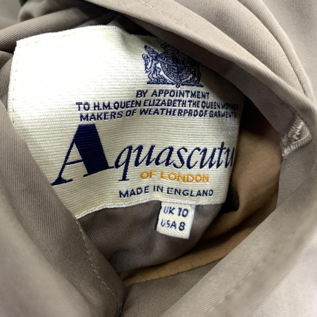 LA8396 アクアスキュータム リバーシブルコート ベージュ ウール UK10