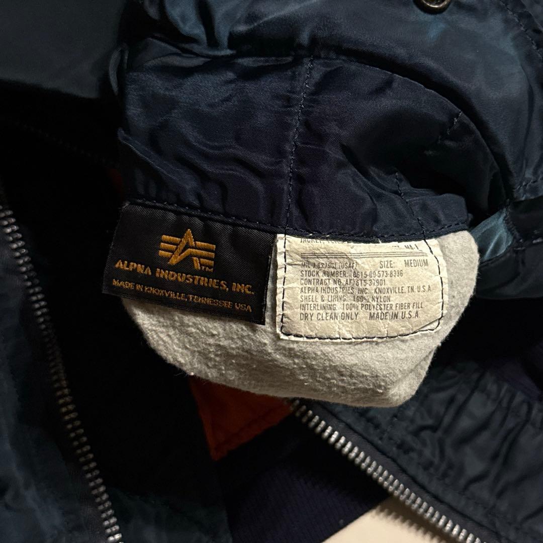 90's ALPHA INDUSTRIES MA-1 ネイビー M 短丈