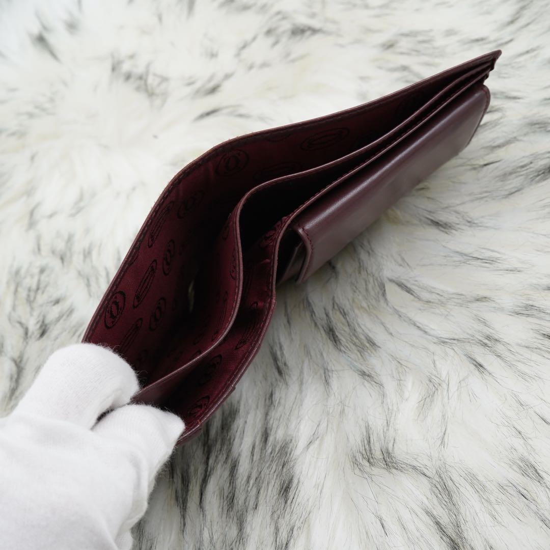 美品　箱付き　Cartier カルティエ　折り財布　マストライン　ボルドー　希少